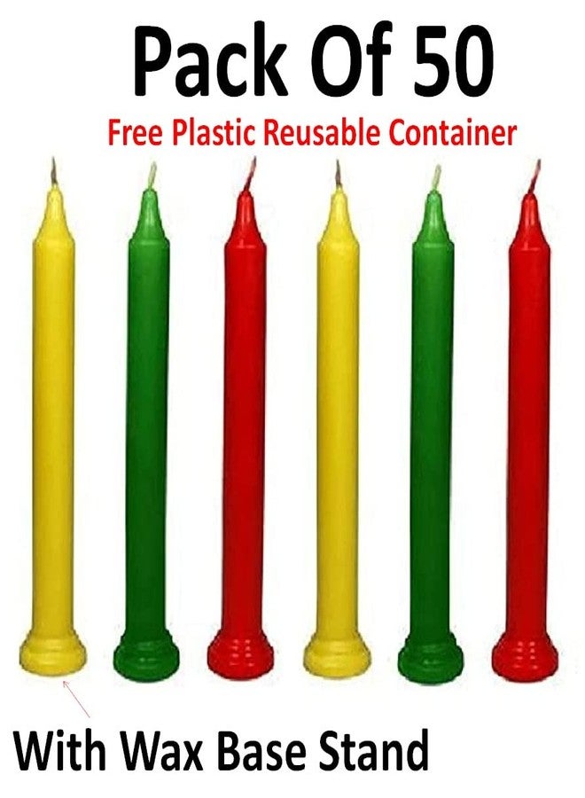 Magic Providers 100% Wax Candle Stick Mom Batti Set of 50 | Stand Candles | Diwaali Candles | Candal for Diwalii | Diwali Celebration Diya Home Décor | Festivals Decoration - 4 Hours Burn Time Approx - Image 2